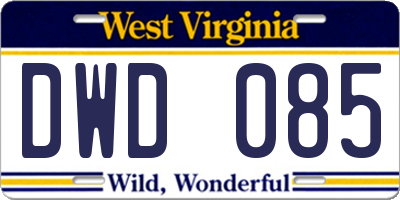 WV license plate DWD085