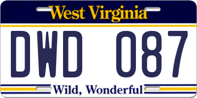 WV license plate DWD087