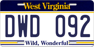 WV license plate DWD092