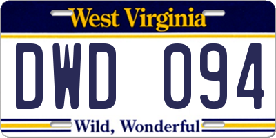 WV license plate DWD094