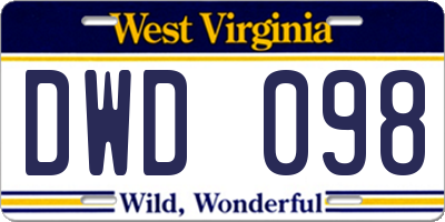 WV license plate DWD098