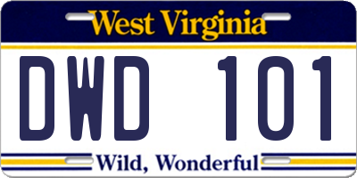 WV license plate DWD101
