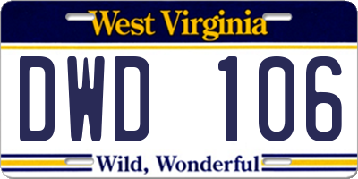 WV license plate DWD106