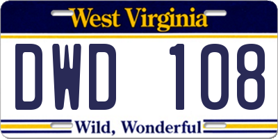 WV license plate DWD108