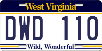 WV license plate DWD110