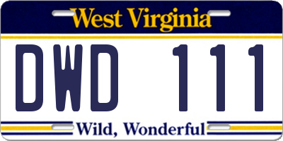 WV license plate DWD111