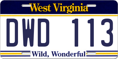 WV license plate DWD113