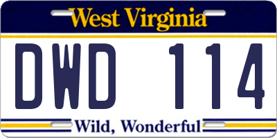WV license plate DWD114