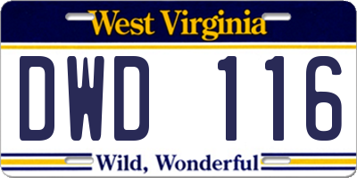 WV license plate DWD116