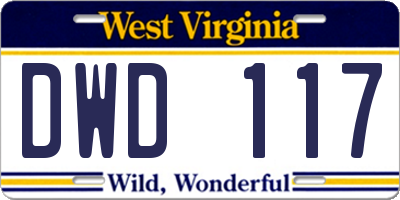 WV license plate DWD117