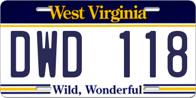 WV license plate DWD118