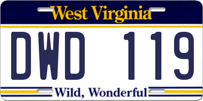 WV license plate DWD119