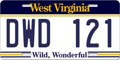WV license plate DWD121