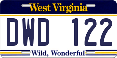 WV license plate DWD122