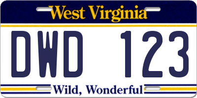 WV license plate DWD123