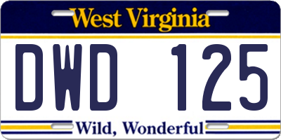 WV license plate DWD125