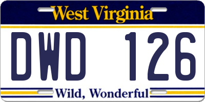 WV license plate DWD126