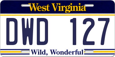 WV license plate DWD127
