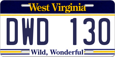WV license plate DWD130