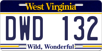 WV license plate DWD132