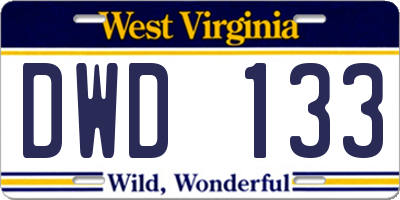 WV license plate DWD133