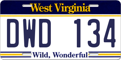 WV license plate DWD134