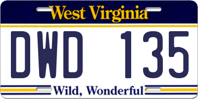 WV license plate DWD135