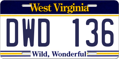 WV license plate DWD136