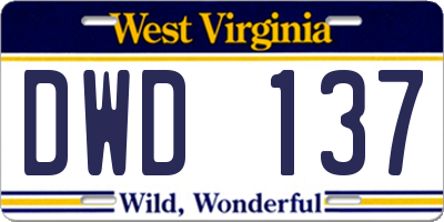 WV license plate DWD137