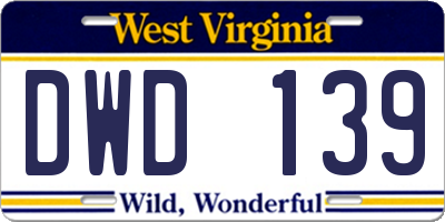 WV license plate DWD139