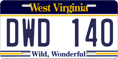 WV license plate DWD140