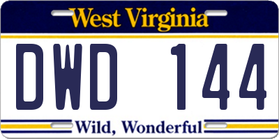 WV license plate DWD144