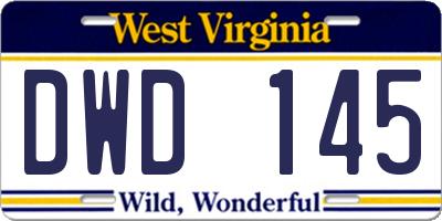 WV license plate DWD145