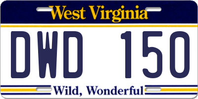 WV license plate DWD150
