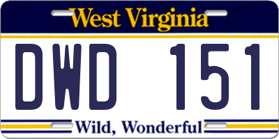 WV license plate DWD151