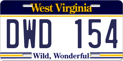 WV license plate DWD154