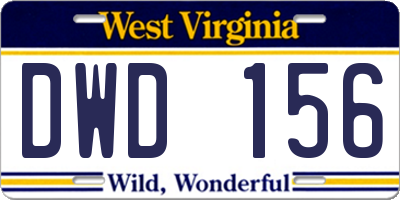 WV license plate DWD156