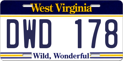 WV license plate DWD178