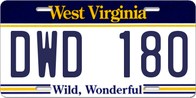 WV license plate DWD180