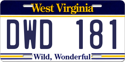 WV license plate DWD181