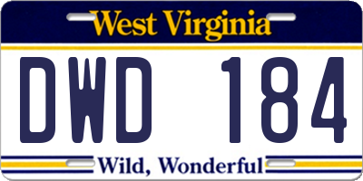 WV license plate DWD184