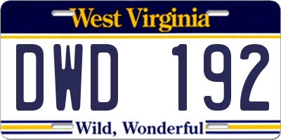 WV license plate DWD192