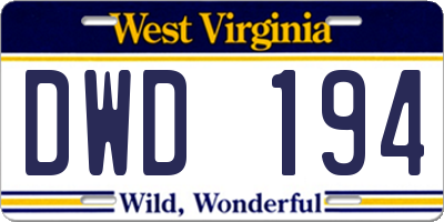 WV license plate DWD194