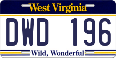 WV license plate DWD196