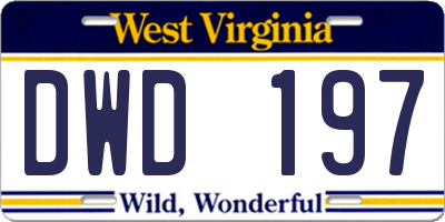 WV license plate DWD197