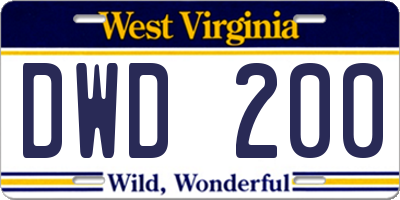 WV license plate DWD200