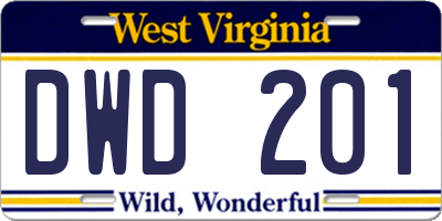 WV license plate DWD201