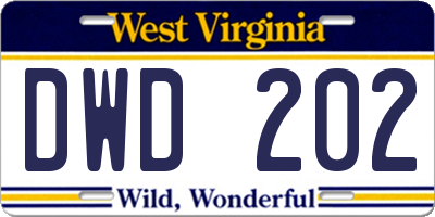 WV license plate DWD202