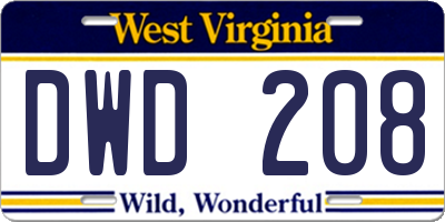 WV license plate DWD208