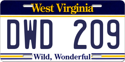 WV license plate DWD209